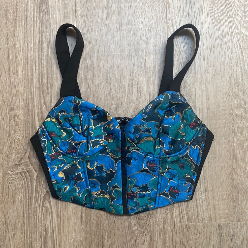 ZARA Blue Corset Top - Medium